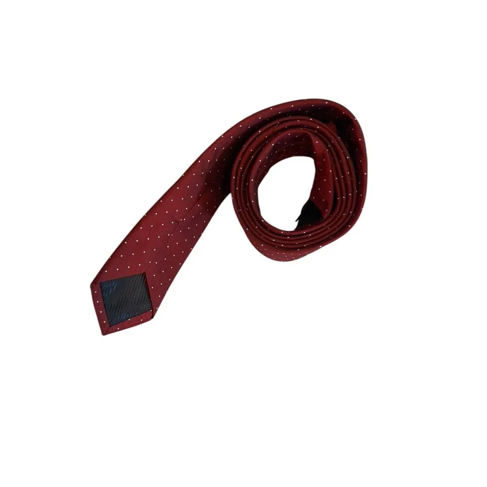 Handmade Burgundy Red Micro Dot Pattern Men's Necktie Polyester‎ Formal Tie